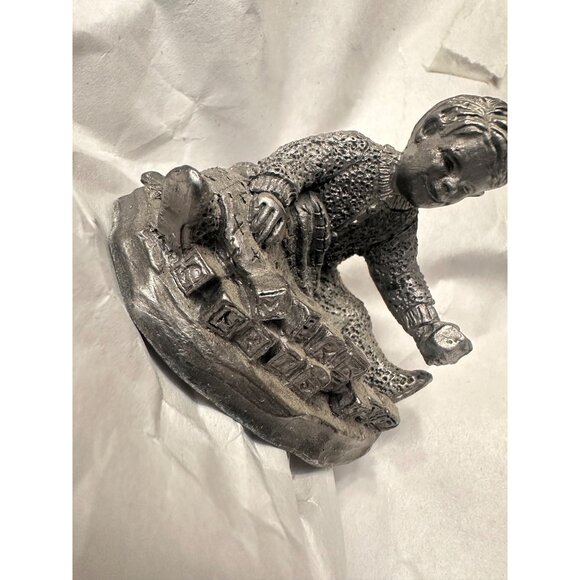 Michael Ricker Pewter Boy With Blocks Figurine 2003 Collectible Sculpture - Picture 3 of 5
